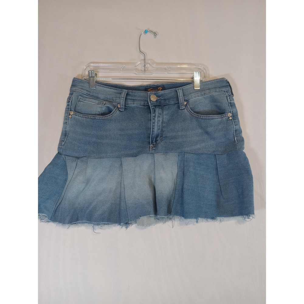 Seven 7 Stone Wash Distressed Denim Cut Off Mini Raw Hem Size 10